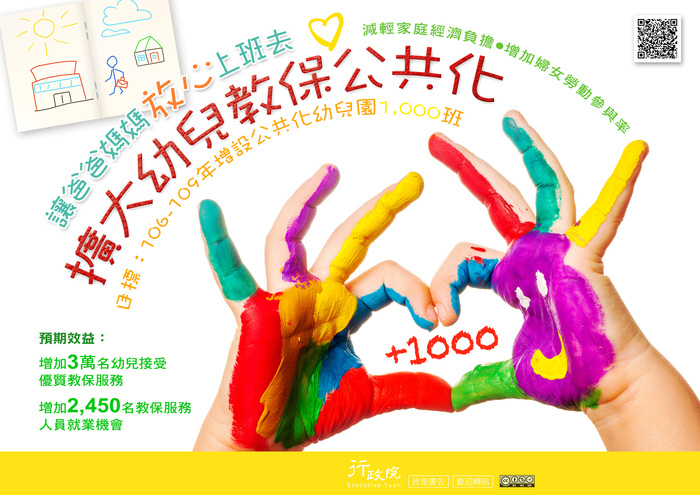 函轉行政院新聞傳播處「擴大幼兒教保公共化」文宣圖片