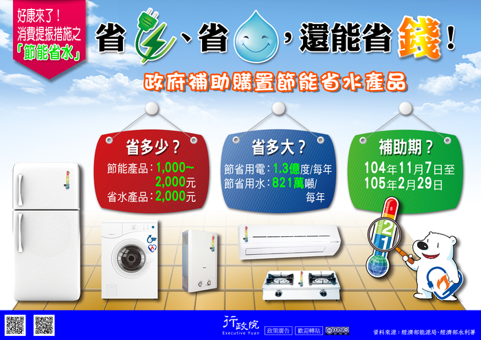 函轉行政院新聞傳播處「政府補助購置節能省水產品」文宣圖片