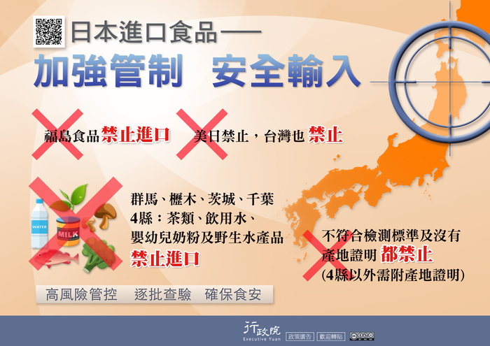 函轉行政院新聞傳播處「日本進口食品—加強管制 安全輸入」文宣圖片